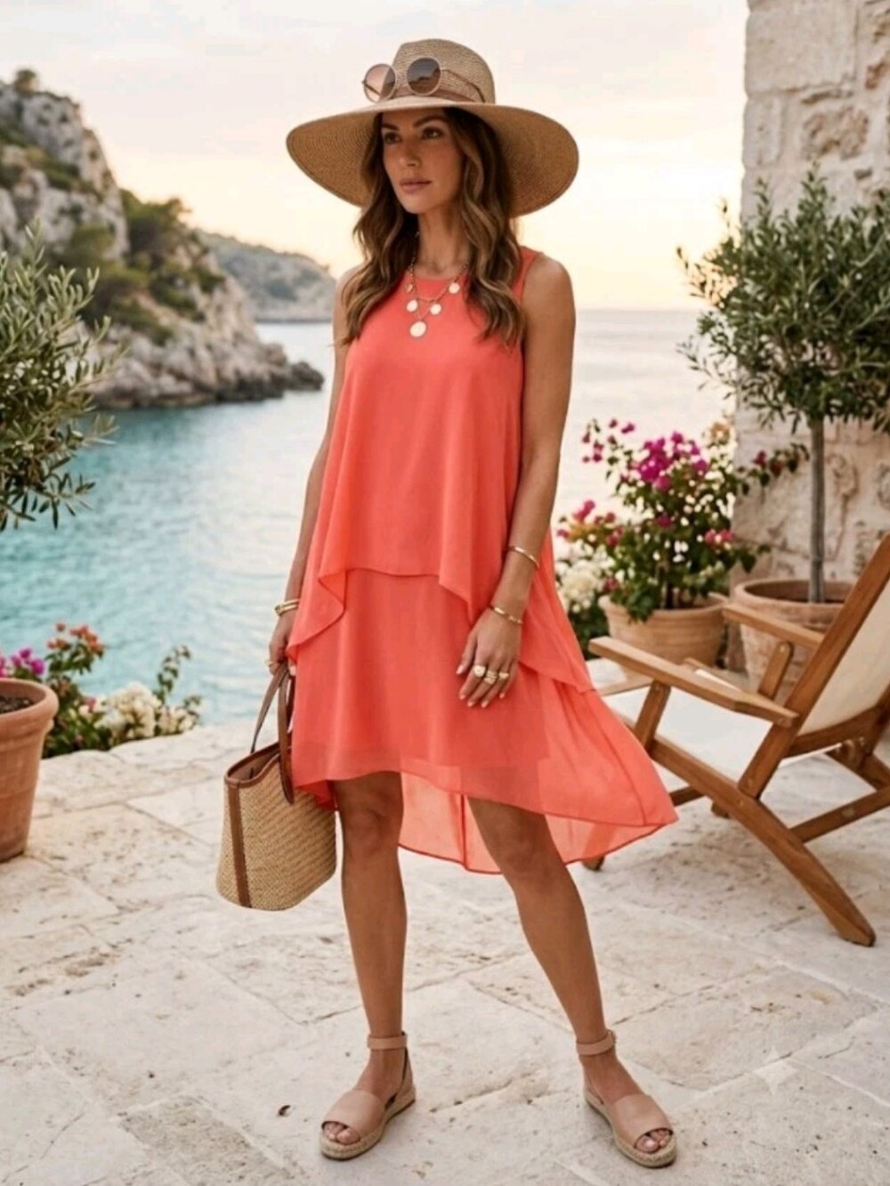 Lauren Ralph Lauren Popover Layer Tiered Swing Dress Resort Boho Chiffon #drs1.2